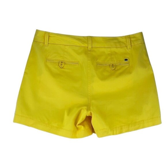 Crown & Ivy Womens Caroline Yellow Shorts Size 6 Cotton Blend - Picture 2 of 6